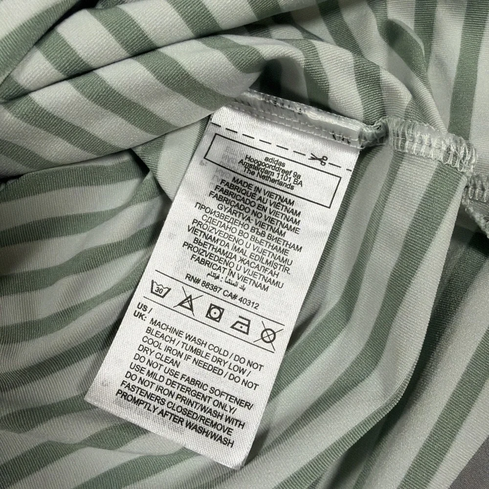 Adidas Golf Shirt‎ Mens Medium Light Green Striped Riverside Golf Course Polo